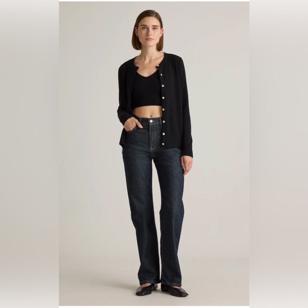 Quince Mongolian Cashmere Cardigan Black , size Small - Picture 2 of 11
